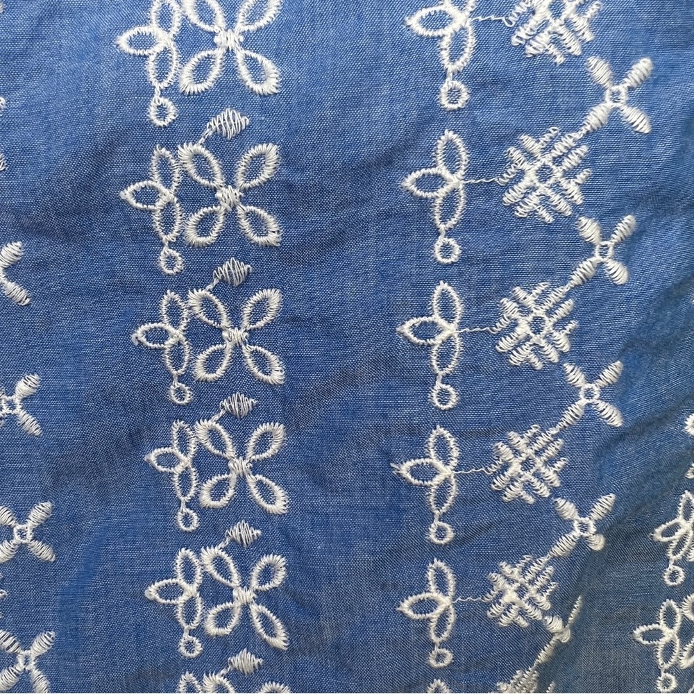 LOFT Blue & White Embroidered Romper with Pockets - Sz XS - Picture 12 of 12